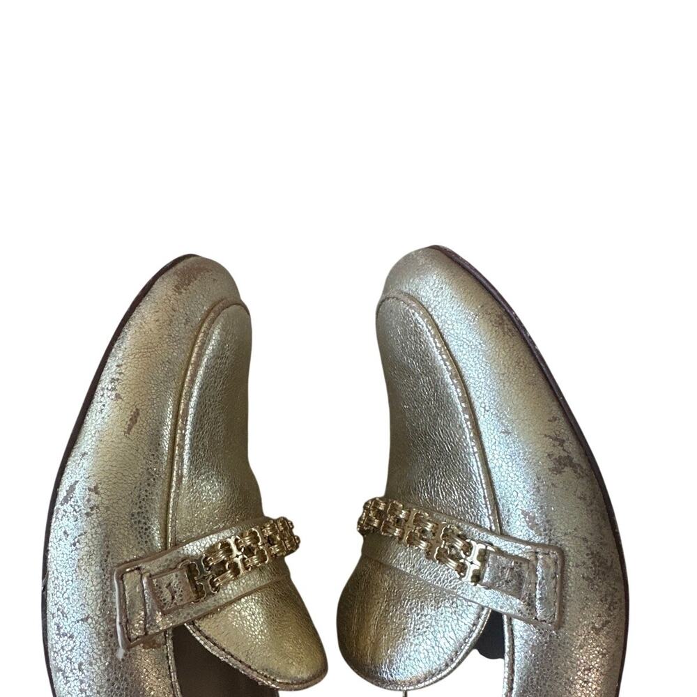 Tory‎ Burch Gemini Link Metallic Gold Loafers 9 - Picture 10 of 13
